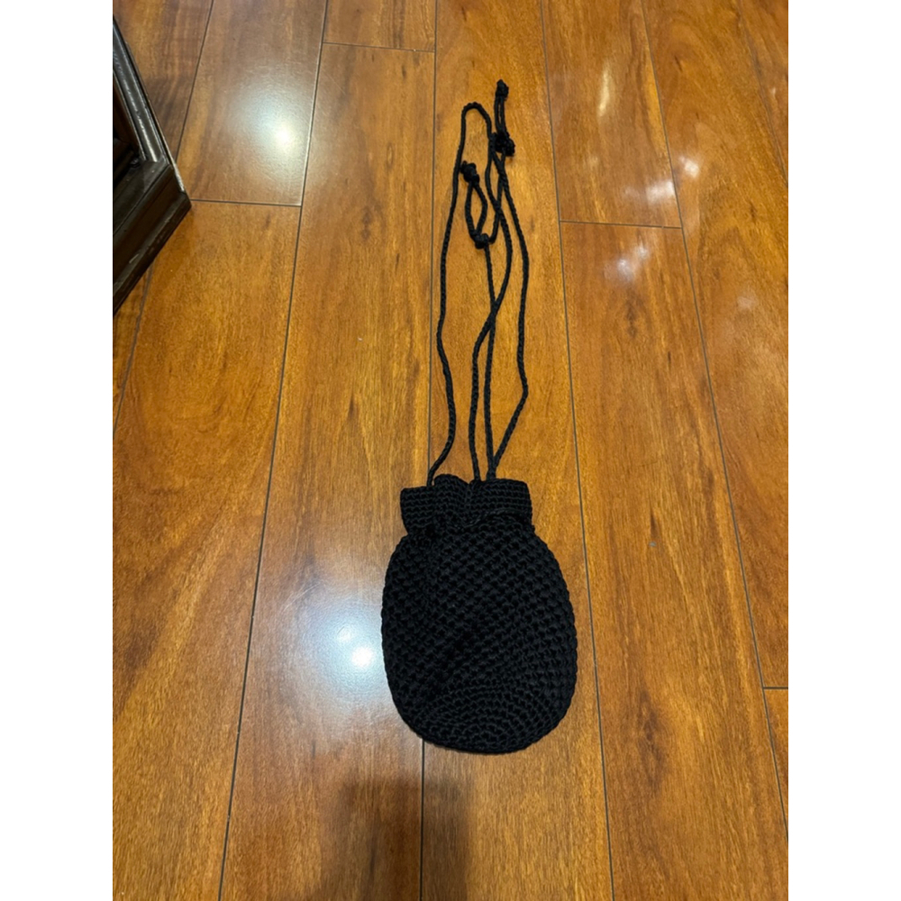 Women's Saks Fifth Avenue Black Crocheted Crossbody Bag One Size